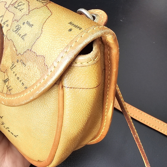 Alviero Martini 1A Classe Geo Print Brown Leather Crossbody Purse B-5 - Picture 10 of 13